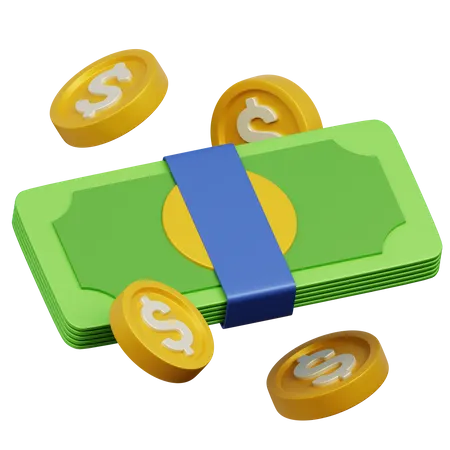 Banknotes and Coins  3D Icon