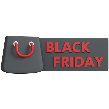 Banner de Black Friday com sacola de compras  3D Icon