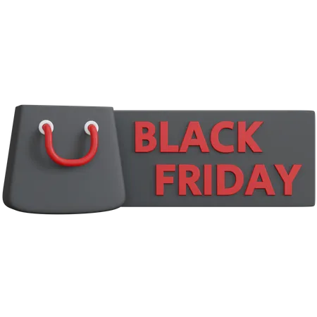 Banner de Black Friday com sacola de compras  3D Icon