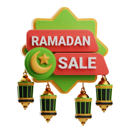 Banner de venda festiva do Ramadã com lanternas  3D Icon