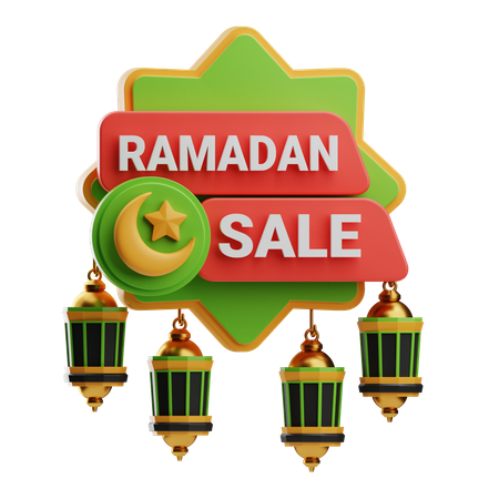Banner festivo de venta de Ramadán con linternas  3D Icon