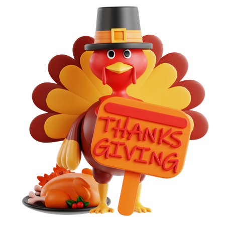 Bannière de Thanksgiving  3D Icon