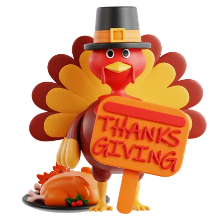 Bannière de Thanksgiving  3D Icon