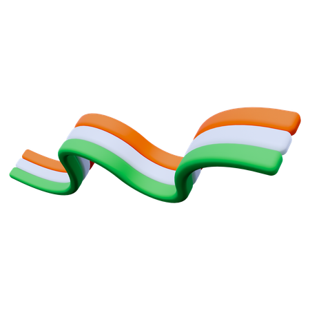 Bannière du drapeau de l'inde  3D Icon