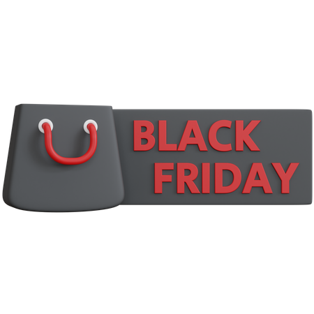Bannière Du Vendredi Noir Avec Sac Shopping  3D Icon