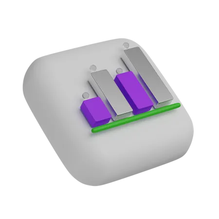 Bar Chart Icon On Bar 3D Illustration