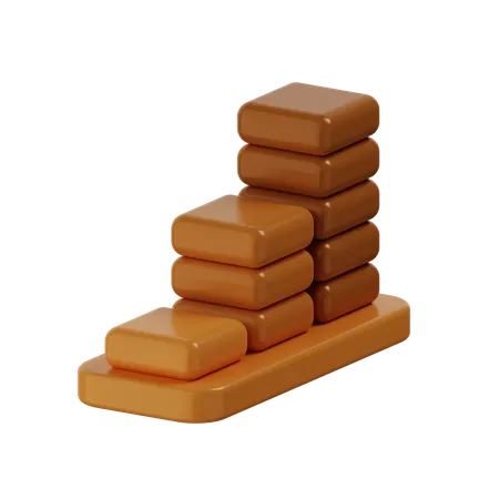 I Smooth Orange Bar Chart 3D Illustration