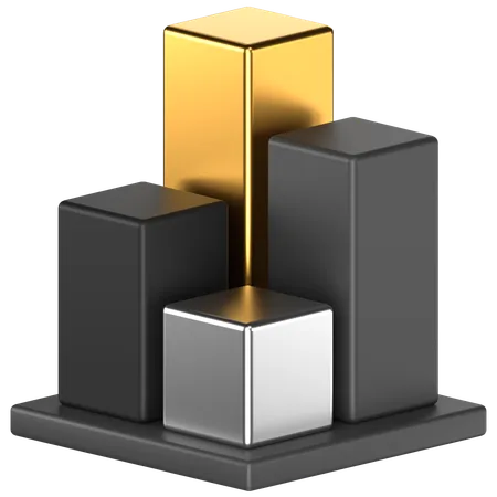 3 D Icon Of A Black And Gold Bar Chart With 4 Bars 3D Icon