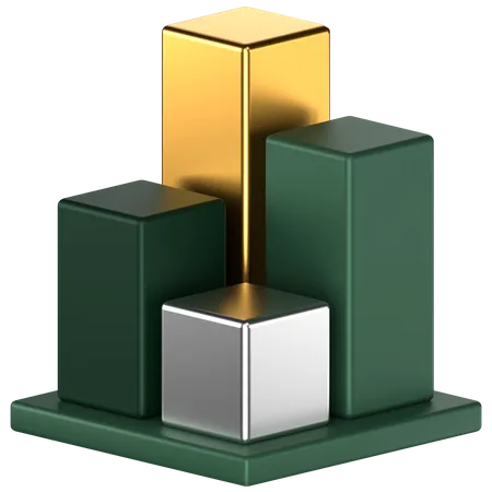 3 D Icon Of A Green And Gold Bar Chart With 4 Bars 3D Icon