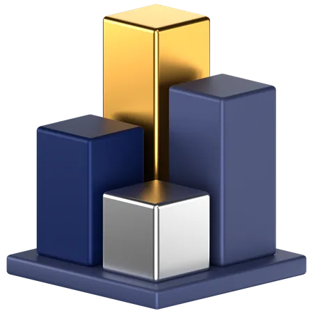 3 D Icon Of A Blue And Gold Bar Chart With 4 Bars 3D Icon