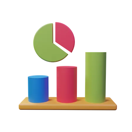 Bar Chart And Pie Chart  3D Illustration