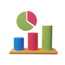 bar chart and pie chart 3d illustration