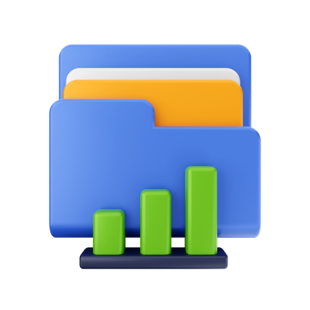 Bar Chart Folder  3D Icon