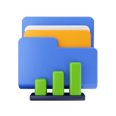 Bar Chart Folder  3D Icon