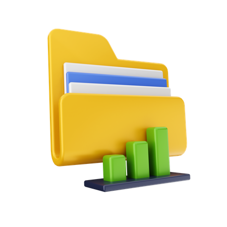 Bar Chart Folder  3D Icon