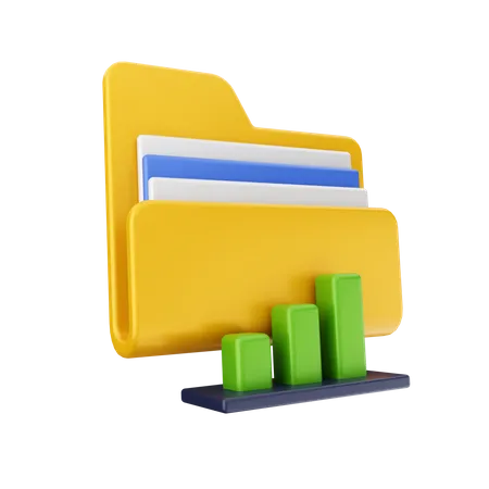 Bar Chart Folder  3D Icon