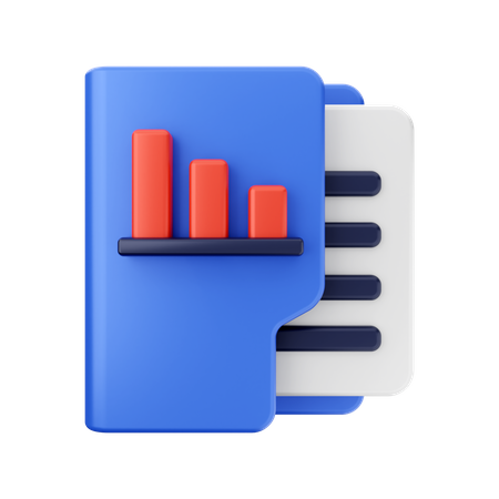 Bar Chart Folder  3D Icon