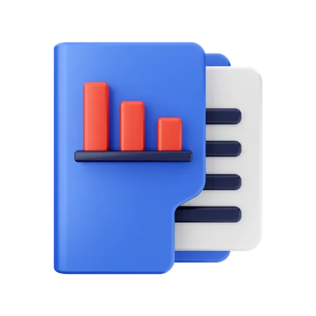 Bar Chart Folder  3D Icon