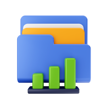 Bar Chart Folder  3D Icon
