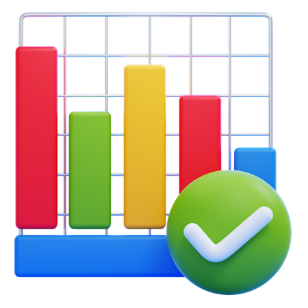 Bar Chart With A Checkmark  3D Icon