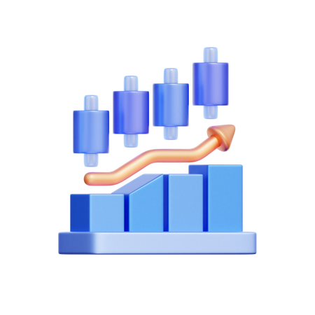 Bar Chart with Arrow  3D Icon