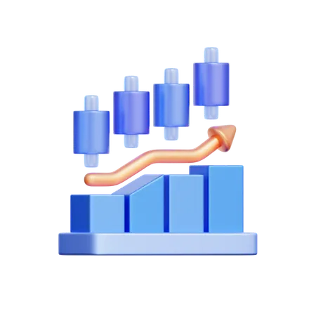 Bar Chart with Arrow  3D Icon