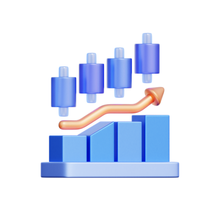 Bar Chart with Arrow  3D Icon
