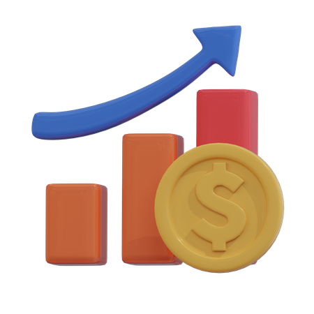 Bar Chart With Coin  3D Icon