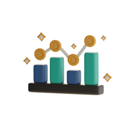 Bar Chart With Coins  3D Icon