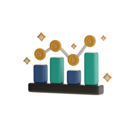 Bar Chart With Coins  3D Icon