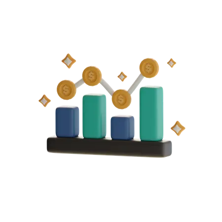 Bar Chart With Coins  3D Icon