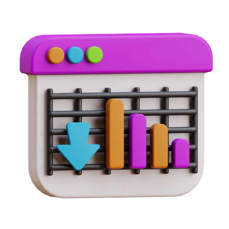 Bar Graph Decreasing  3D Icon