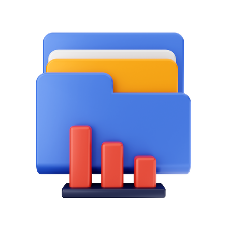 Bar Graph Folder  3D Icon