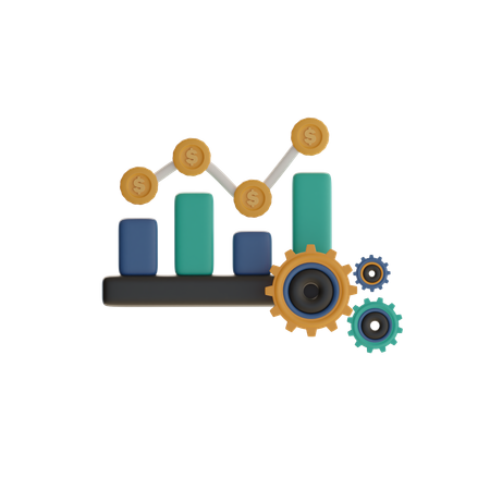 Bar Graph With Gear  3D Icon