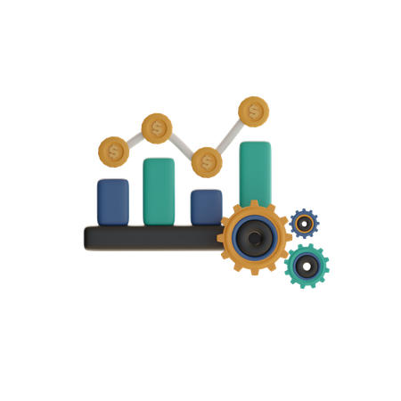 Bar Graph With Gear  3D Icon