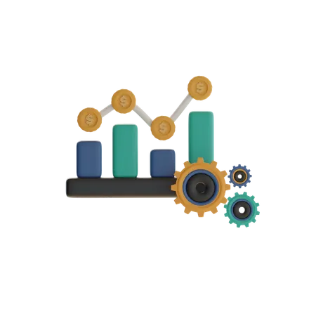 Bar Graph With Gear  3D Icon