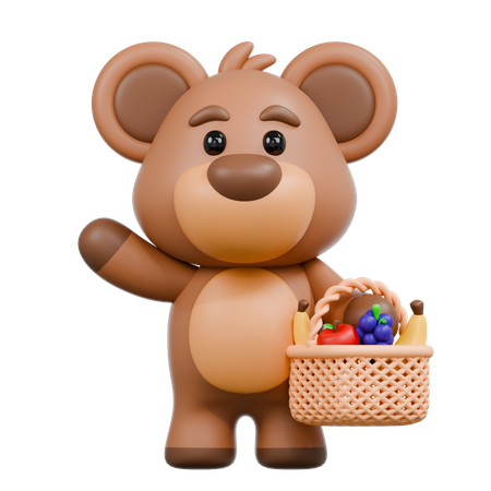 Bär mit Früchten  3D Illustration