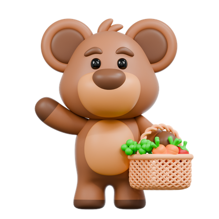 Bär mit Gemüse  3D Illustration