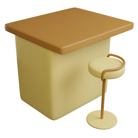 3 D Illustration Of Bar Table 3D Icon