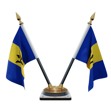 Doppelter Tischflaggenständer für Barbados  3D Flag