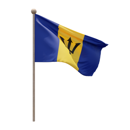 Barbados Flag Pole  3D Flag