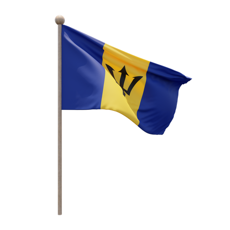 Barbados Flag Pole  3D Illustration