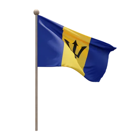 Barbados Flag Pole  3D Flag