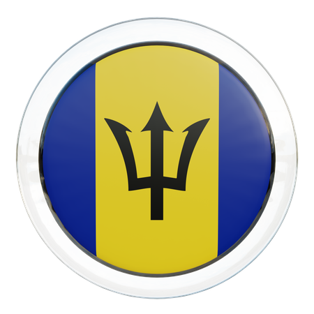 Barbados Round Flag  3D Icon