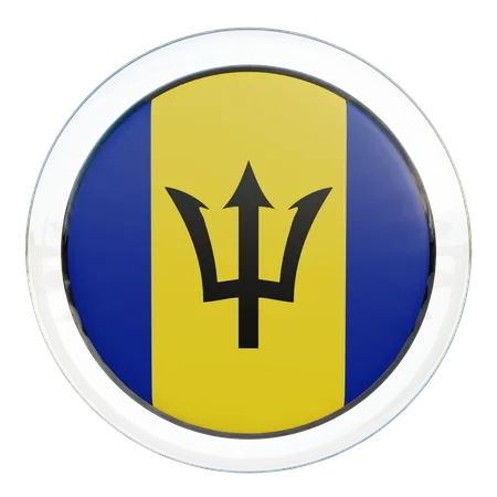 Barbados Round Flag  3D Icon