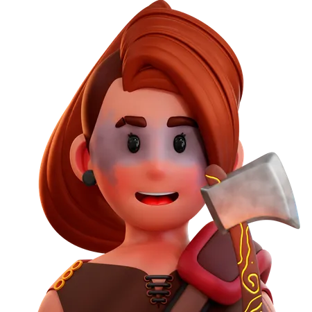 Barbarian Axe Fighter  3D Icon