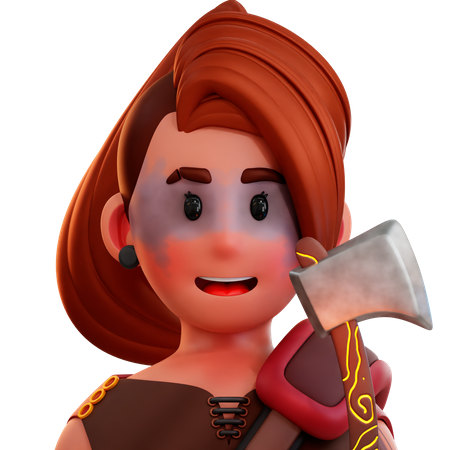 Barbarischer Axtkämpfer  3D Icon