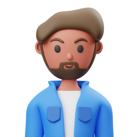 Homme à barbe  3D Illustration