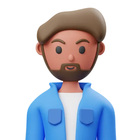 Homme à barbe  3D Illustration