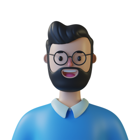 Homme à barbe  3D Illustration